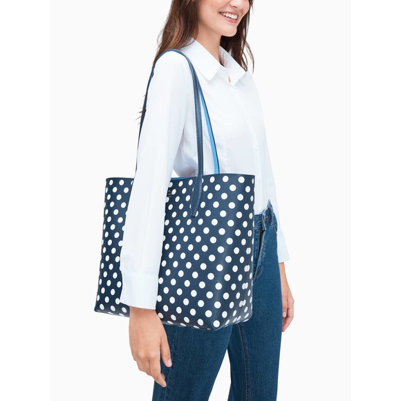 Bright Stripes and Polka Dots Ready to Ship Weekend BagSatchelLarge PurseInsulated Bag Large Reversible Quilted Tote